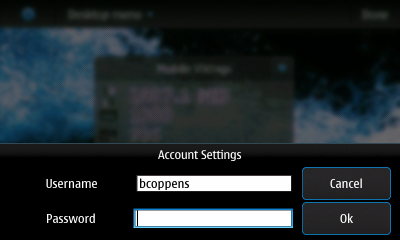 picture of the applet showing username and password entry