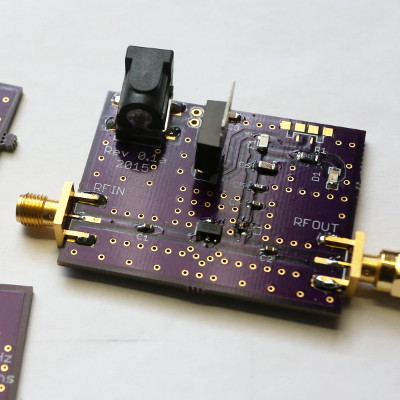 A picture of the PCB with all its components soldered on